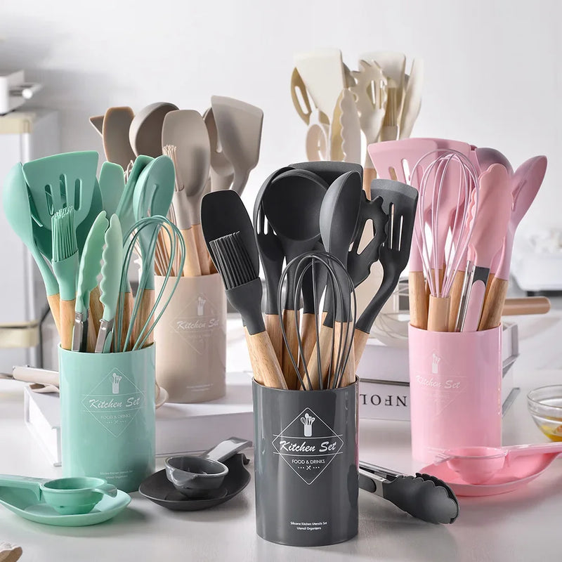 Utensílios de Cozinha de Silicone (KIT 12 UNIDADES)